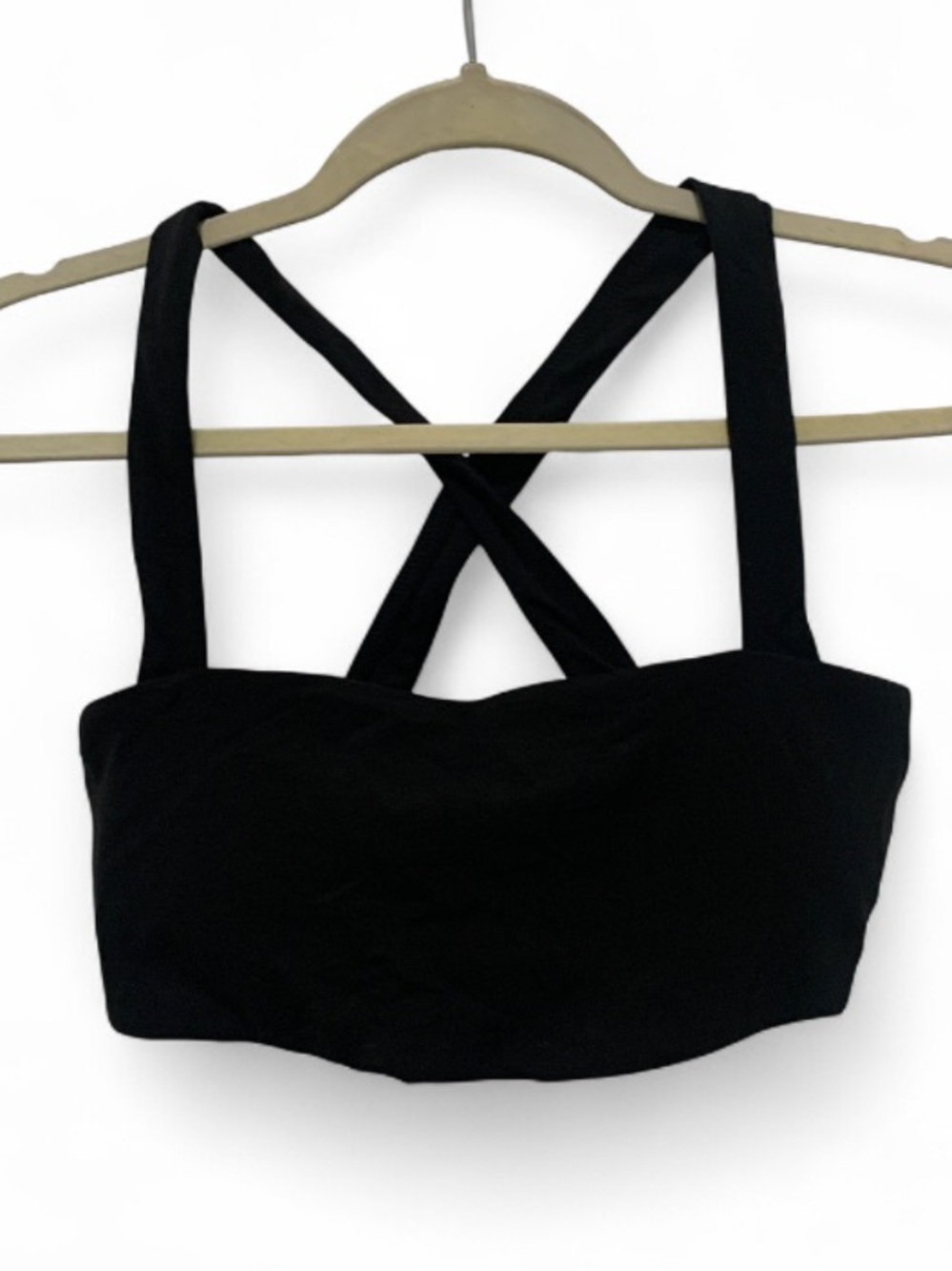 Aerie Offline Real Me Xtra Medium Support Black Cross-Back Bandeau Sports Bra